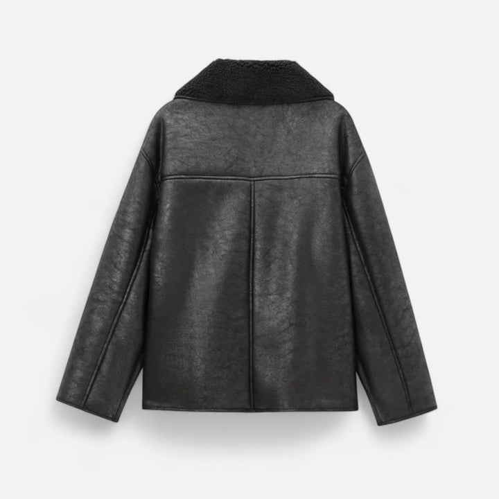 Orianne — Faux Leather Shearling Collar Jacket (14), Rosewood Virginia