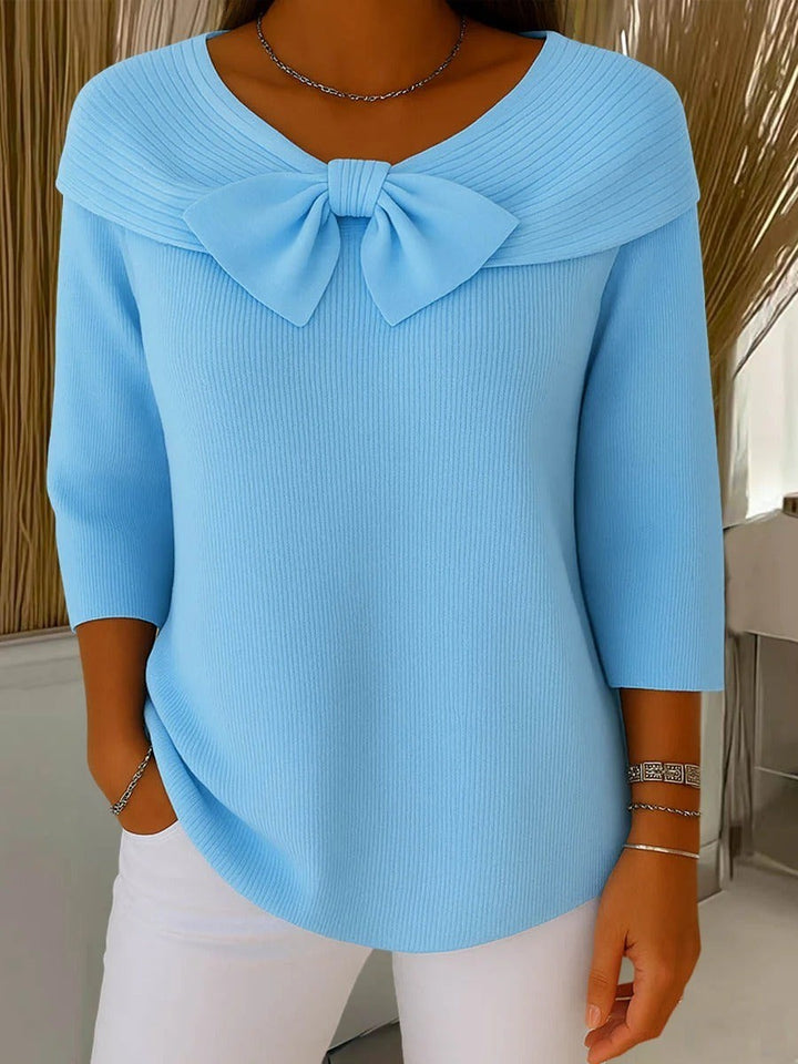 Perpetua — Elegant Knit Bow Sweater, Rosewood Virginia