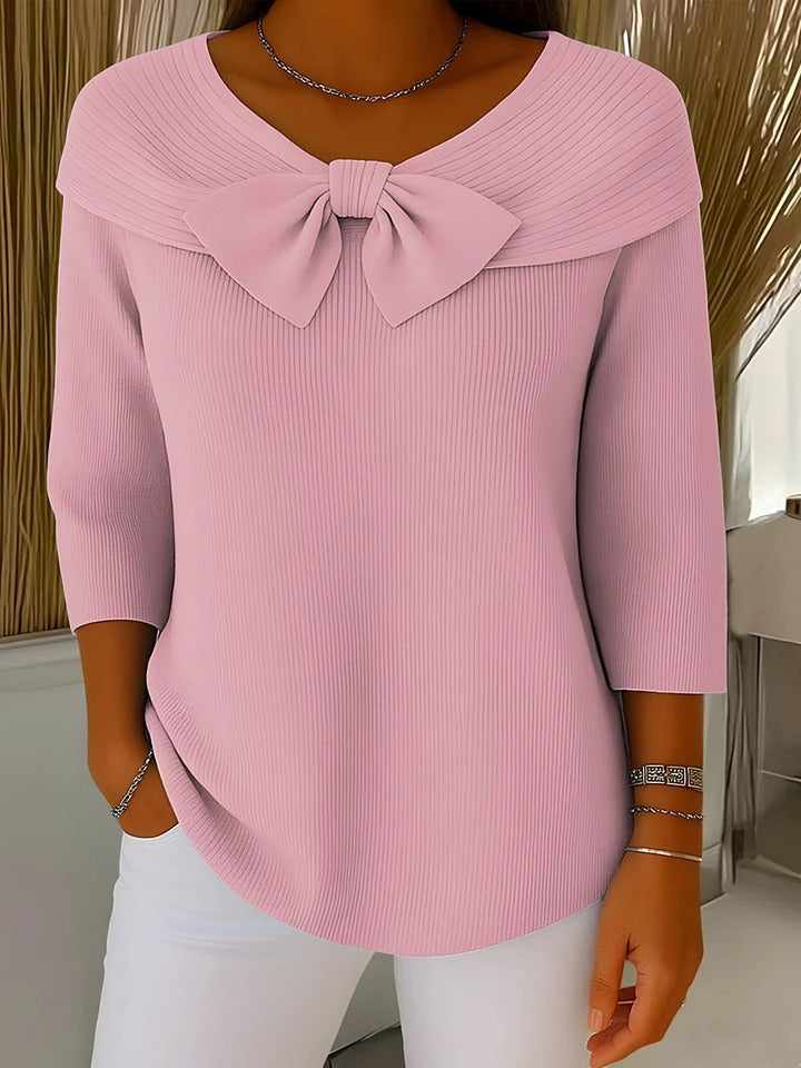 Perpetua — Elegant Knit Bow Sweater (2), Rosewood Virginia