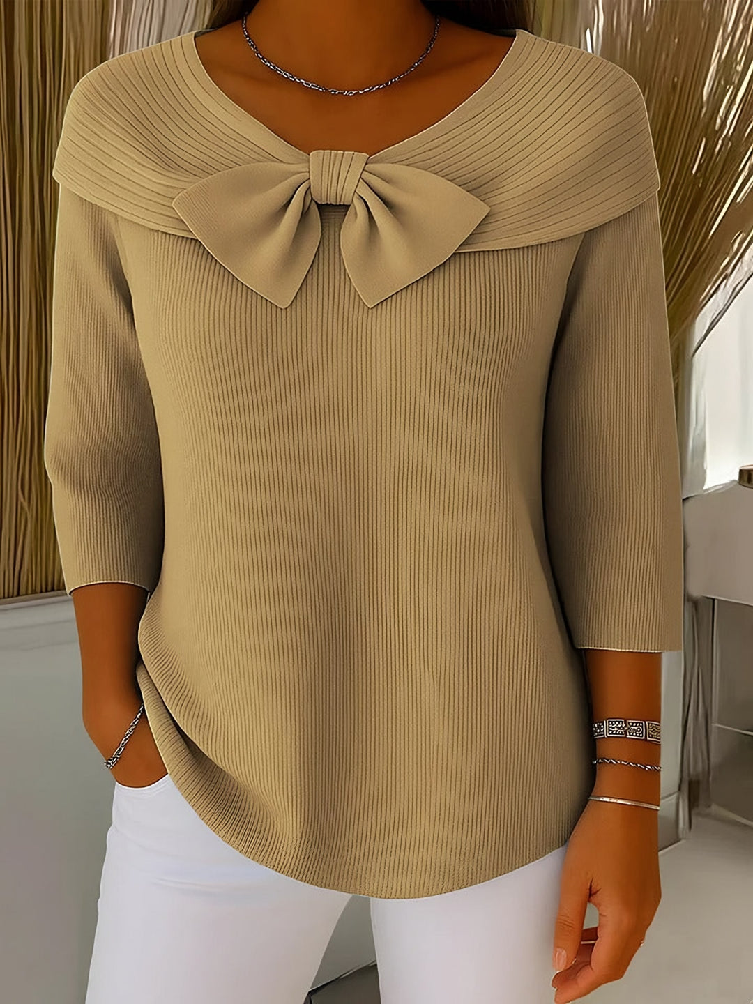 Perpetua — Elegant Knit Bow Sweater (3), Rosewood Virginia