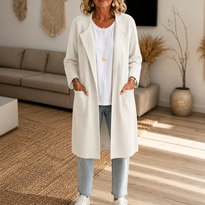 Piper — Relaxed Open Front Longline Wool Coat (3), Rosewood Virginia
