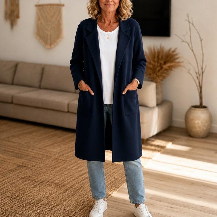 Piper — Relaxed Open Front Longline Wool Coat (5), Rosewood Virginia