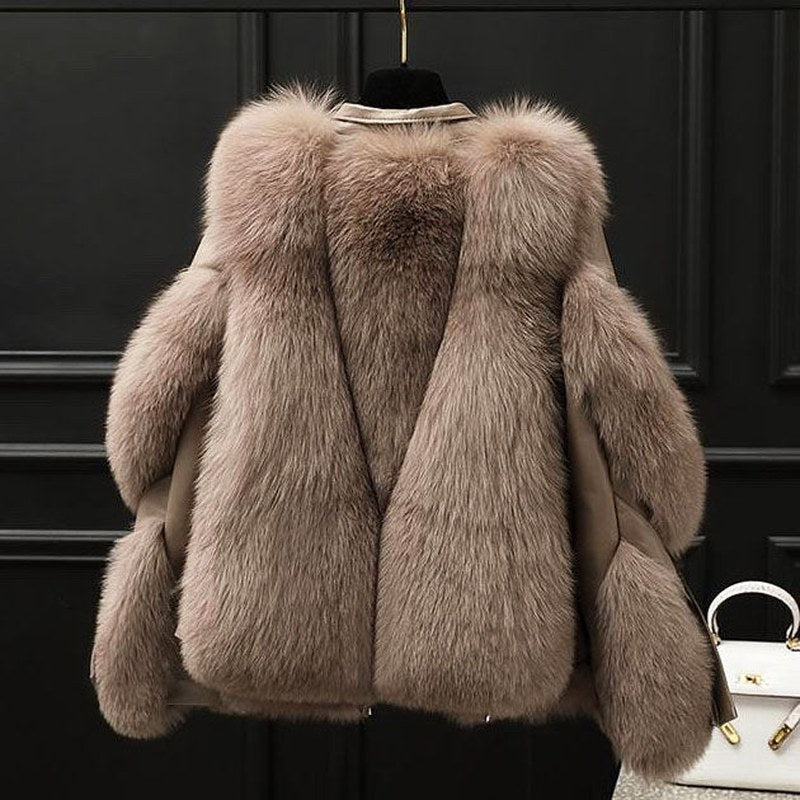 Quiterie — Oversized Faux Fur Collar Jacket (2), Rosewood Virginia