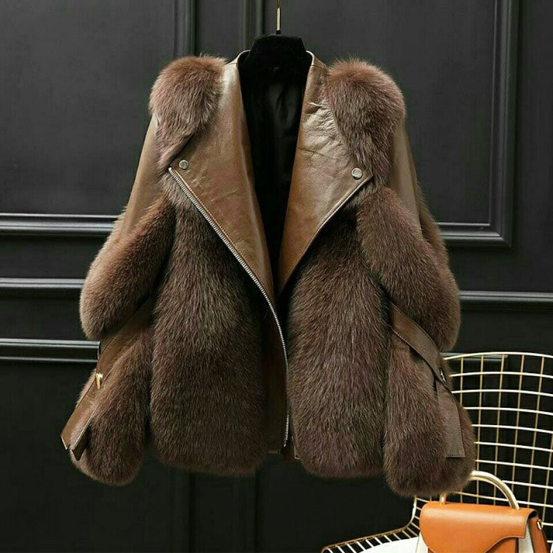 Quiterie — Oversized Faux Fur Collar Jacket (3), Rosewood Virginia