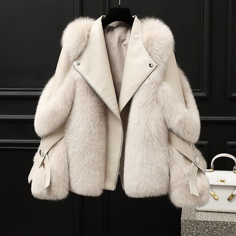 Quiterie — Oversized Faux Fur Collar Jacket (5), Rosewood Virginia