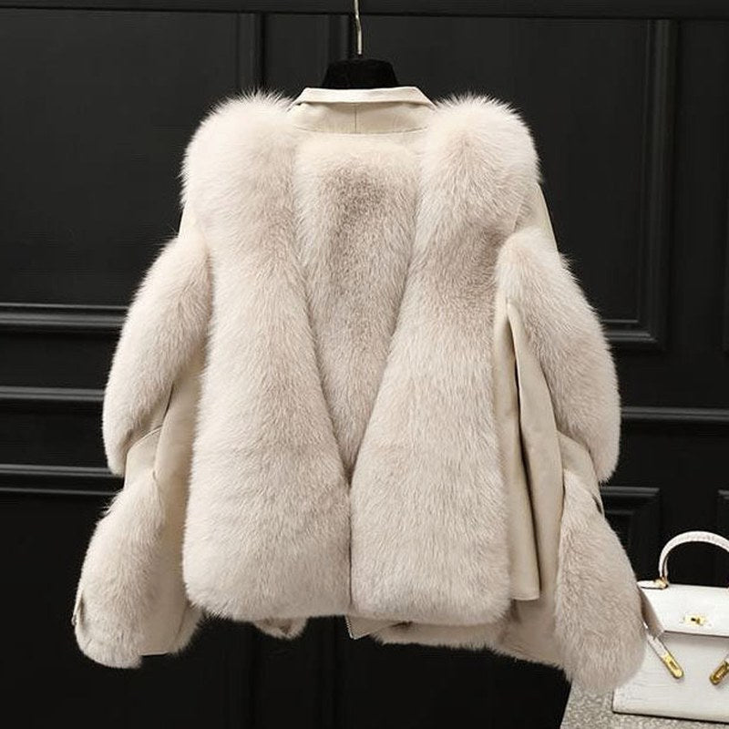 Quiterie — Oversized Faux Fur Collar Jacket (6), Rosewood Virginia
