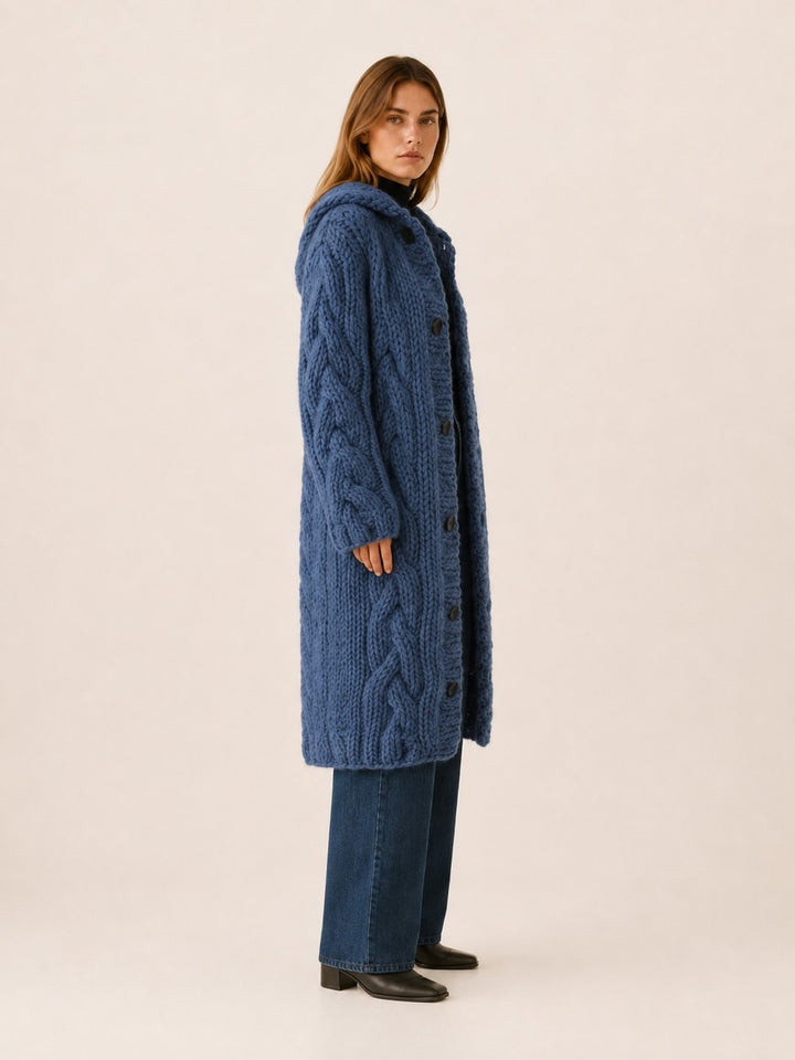 Rosemonde — Longline Hooded Cardigan Sweater, Rosewood Virginia