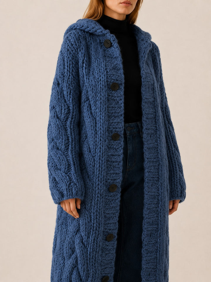 Rosemonde — Longline Hooded Cardigan Sweater, Rosewood Virginia