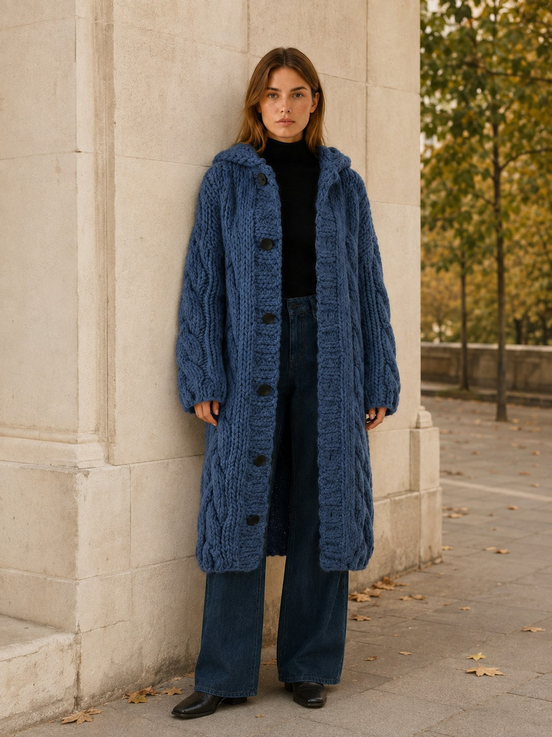 Rosemonde — Longline Hooded Cardigan Sweater, Rosewood Virginia