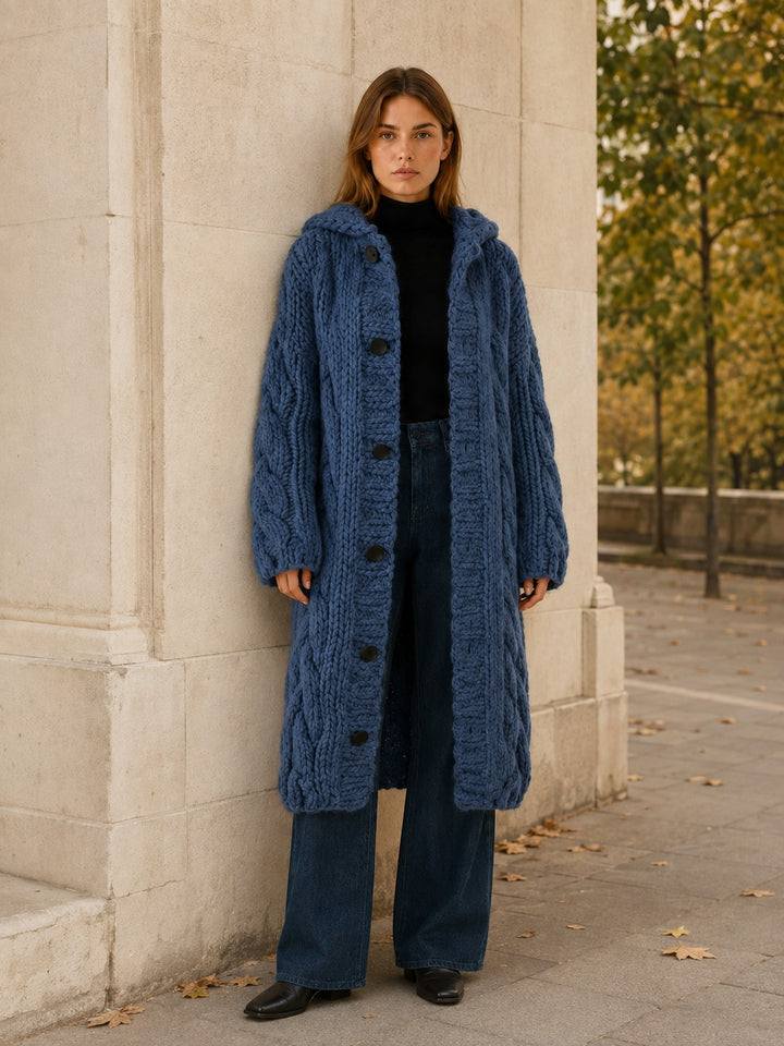 Rosemonde — Longline Hooded Cardigan Sweater, Rosewood Virginia