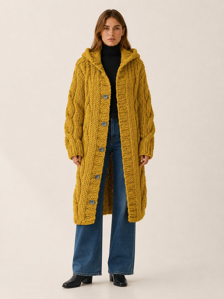 Rosemonde — Longline Hooded Cardigan Sweater, Rosewood Virginia