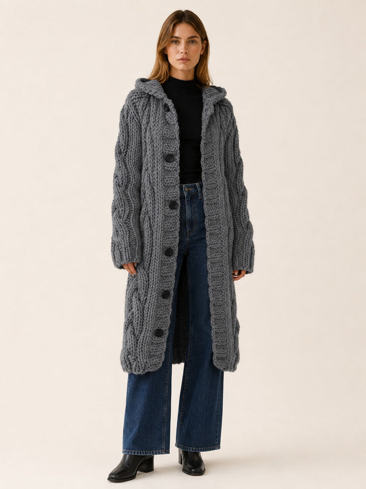 Rosemonde — Longline Hooded Cardigan Sweater, Rosewood Virginia