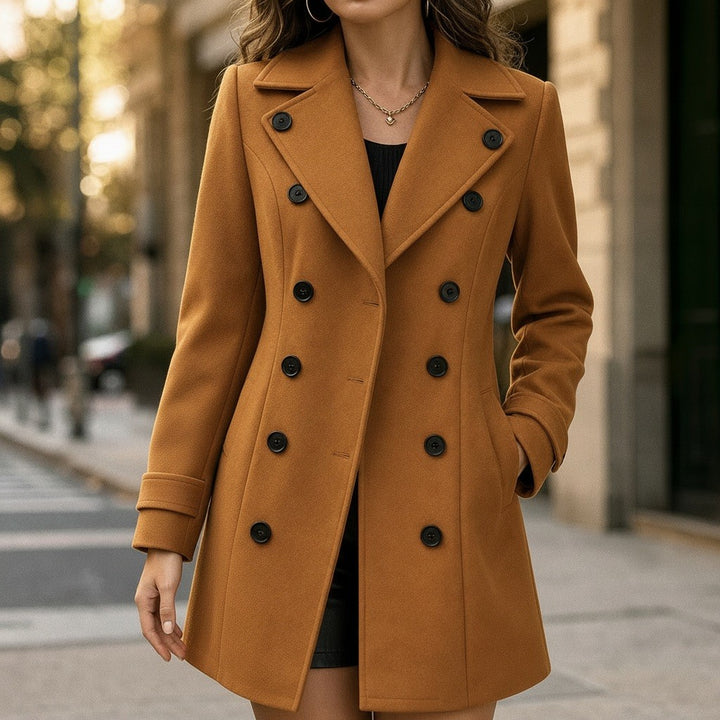 Sabrina — Classic Double Breasted Wool Blend Coat, Rosewood Virginia