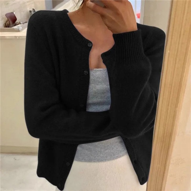 Eponine — Soft Button Front Knit Cardigan Sweater (2), Rosewood Virginia