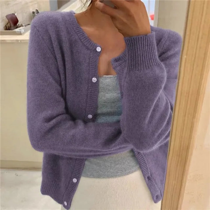 Eponine — Soft Button Front Knit Cardigan Sweater (4), Rosewood Virginia