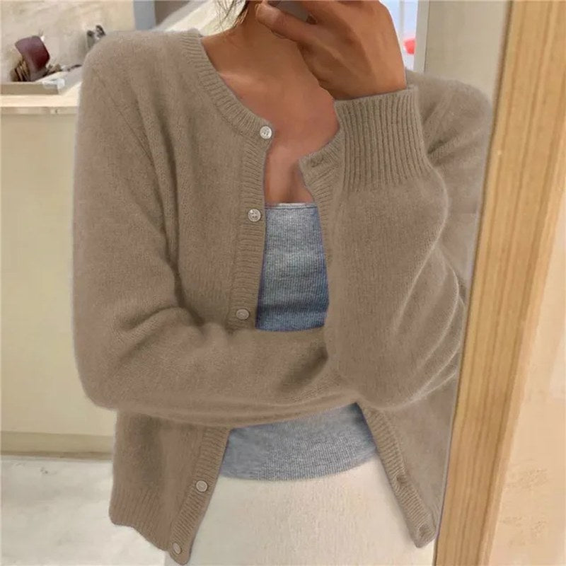 Eponine — Soft Button Front Knit Cardigan Sweater (5), Rosewood Virginia