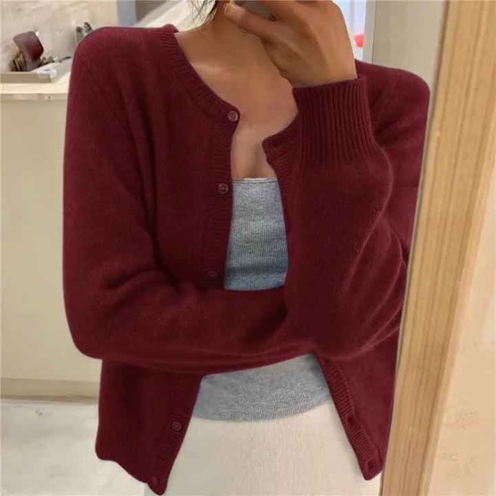 Eponine — Soft Button Front Knit Cardigan Sweater (7), Rosewood Virginia