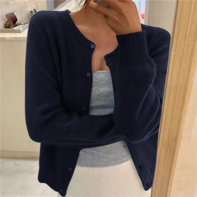 Eponine — Soft Button Front Knit Cardigan Sweater (9), Rosewood Virginia