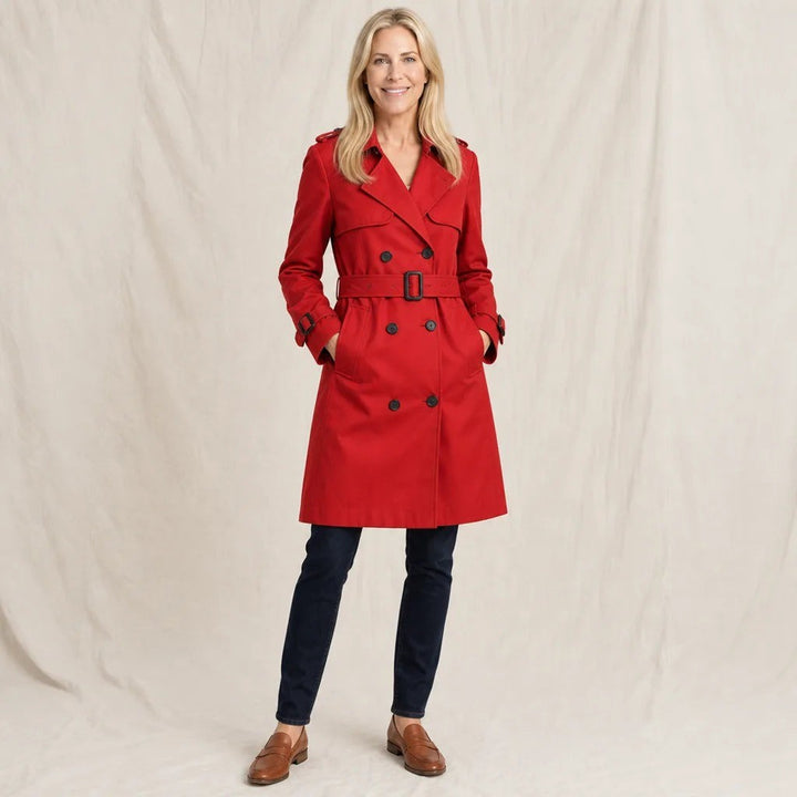 Tamsin — Elegant Double Breasted Trench Coat, Rosewood Virginia