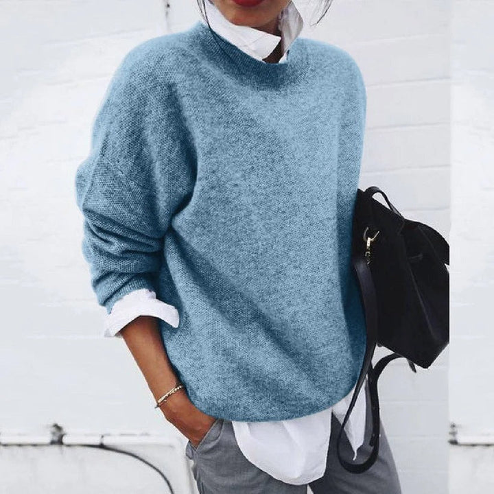 Victorine — Oversized Crew Neck Knit Sweater, Rosewood Virginia