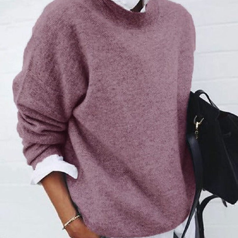 Victorine — Oversized Crew Neck Knit Sweater, Rosewood Virginia