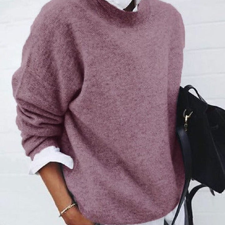 Victorine — Oversized Crew Neck Knit Sweater, Rosewood Virginia