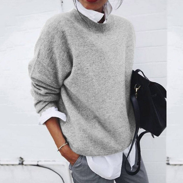 Victorine — Oversized Crew Neck Knit Sweater, Rosewood Virginia