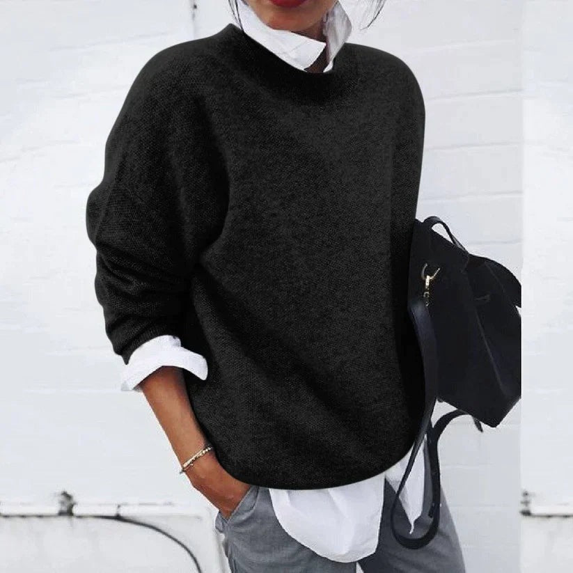Victorine — Oversized Crew Neck Knit Sweater, Rosewood Virginia