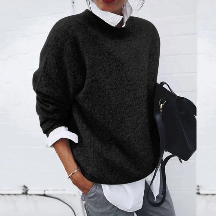 Victorine — Oversized Crew Neck Knit Sweater, Rosewood Virginia