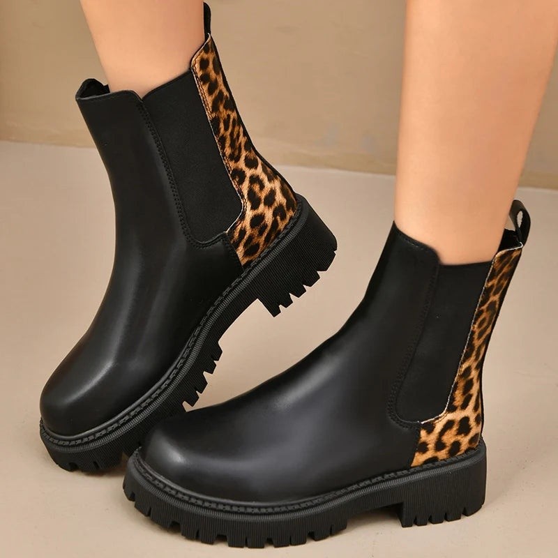 Wren — Leopard Print Platform Chelsea Boots, Rosewood Virginia