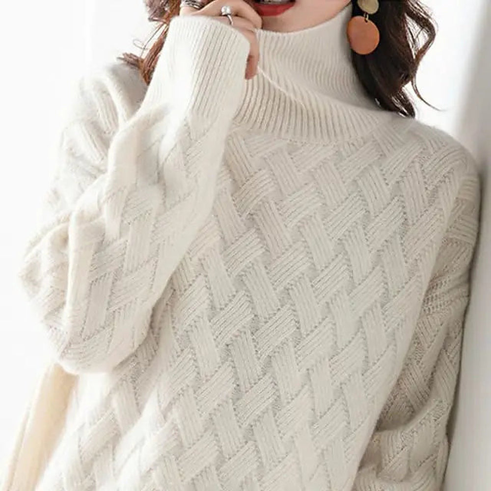 Yolaine — Textured Turtleneck Knit Sweater, Rosewood Virginia
