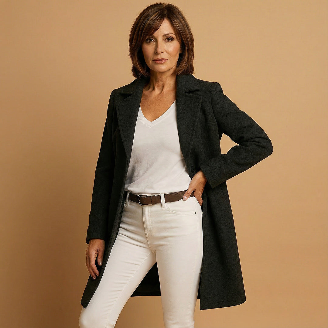 Ysolde — Elegant Straight Cut Wool Coat (2), Rosewood Virginia