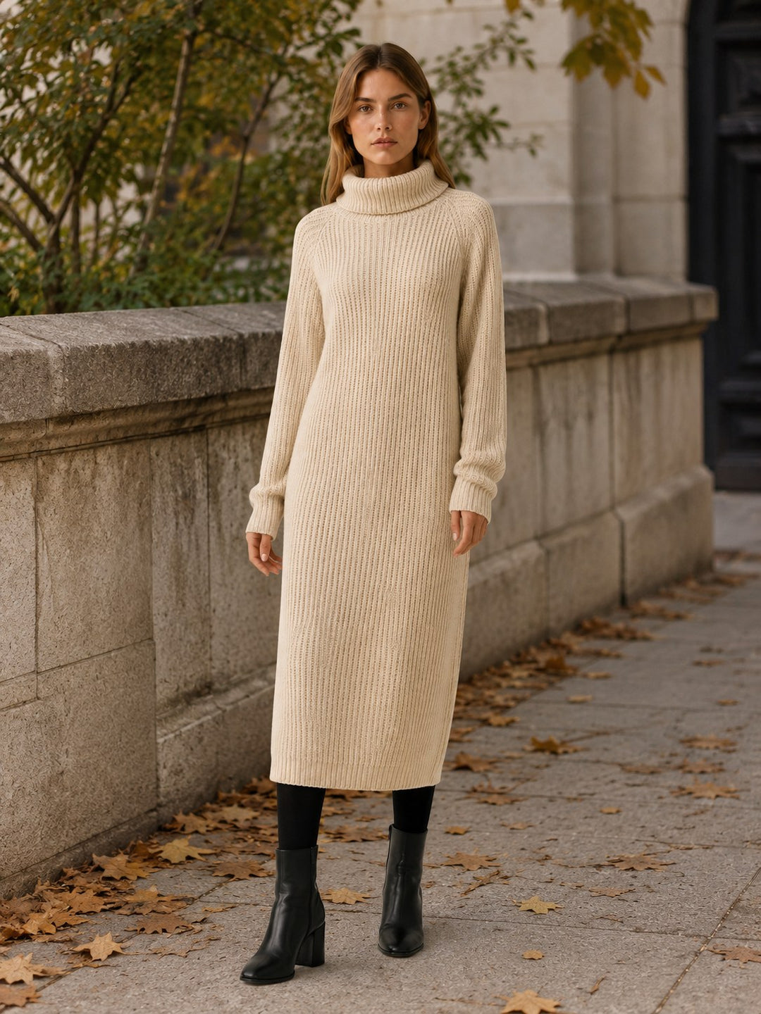 Zephirine — Relaxed Roll Neck Midi Sweater Dress (4), Rosewood Virginia