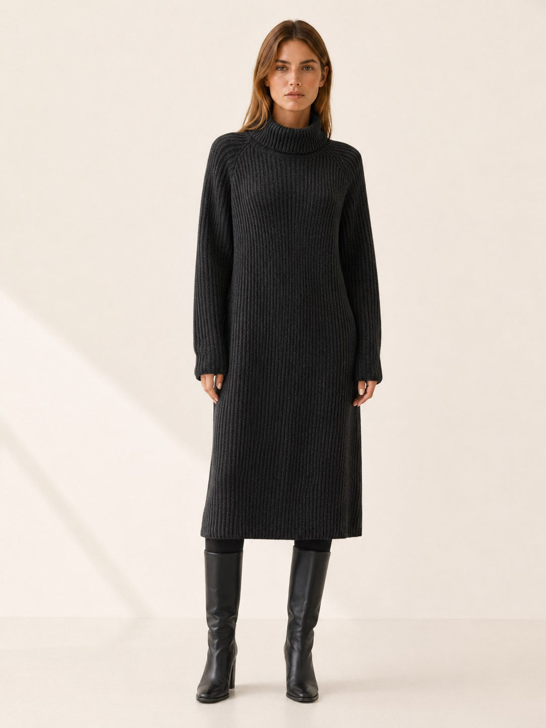 Zephirine — Relaxed Roll Neck Midi Sweater Dress (5), Rosewood Virginia