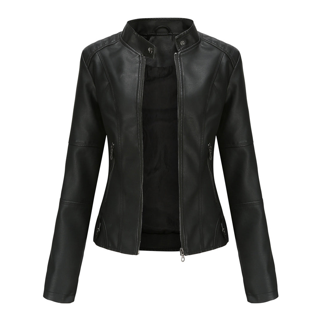 Women's Brown Faux Leather Biker Jacket