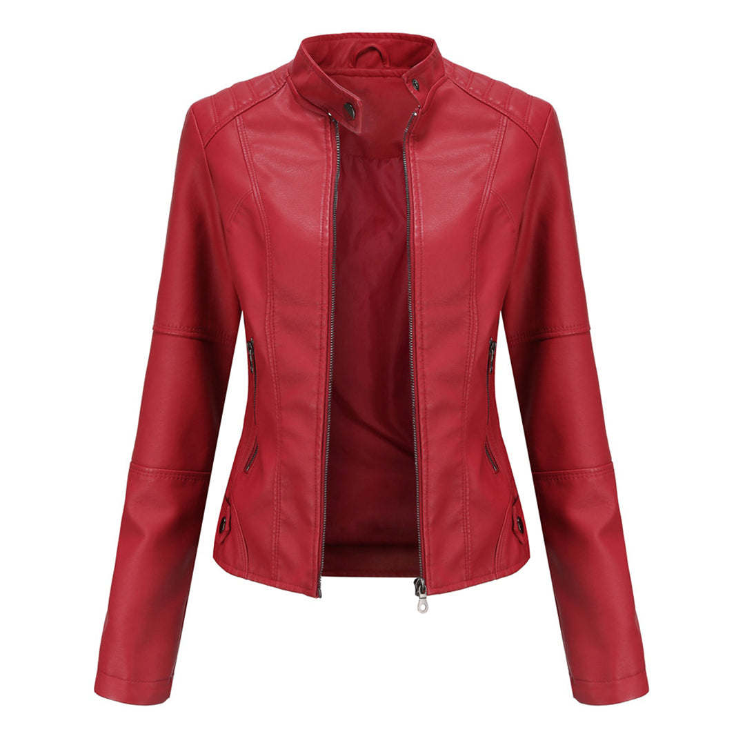 Women's Brown Faux Leather Biker Jacket