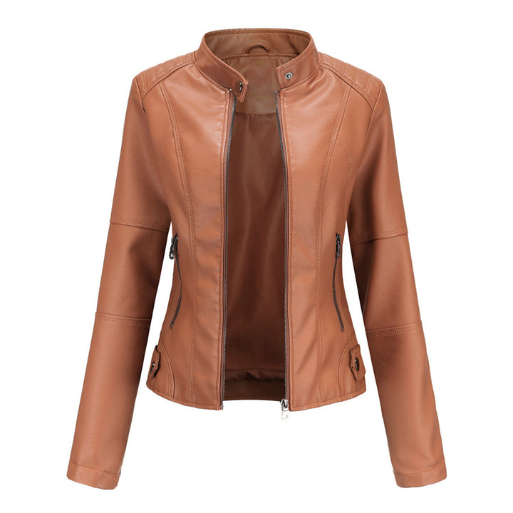 Women's Brown Faux Leather Biker Jacket
