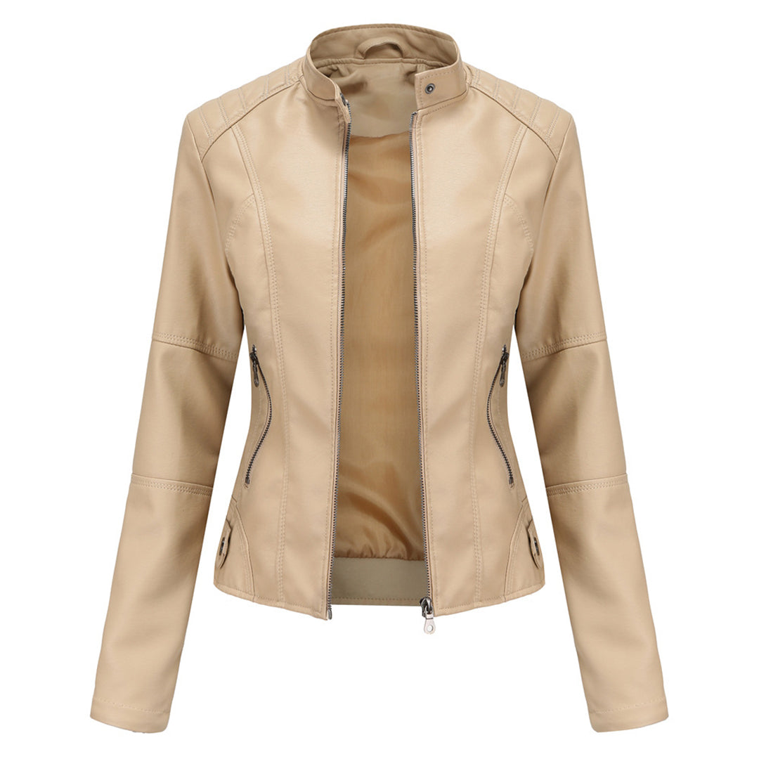 Women's Brown Faux Leather Biker Jacket