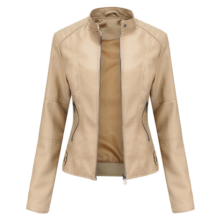 Women's Brown Faux Leather Biker Jacket