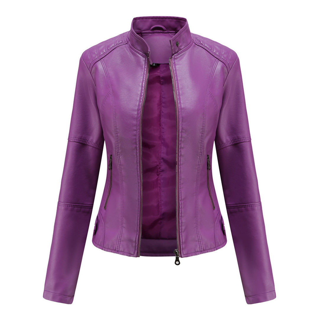Women's Brown Faux Leather Biker Jacket