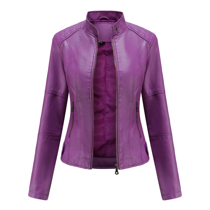 Women's Brown Faux Leather Biker Jacket