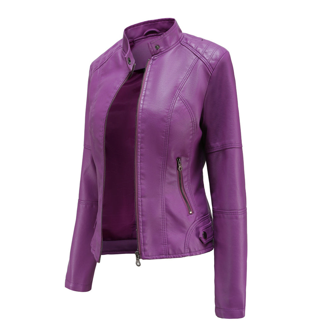Women's Brown Faux Leather Biker Jacket