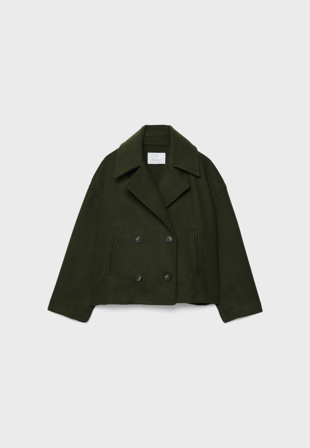 Faustine | Brushed Cropped Double Breasted Wool Pea Coat for Women