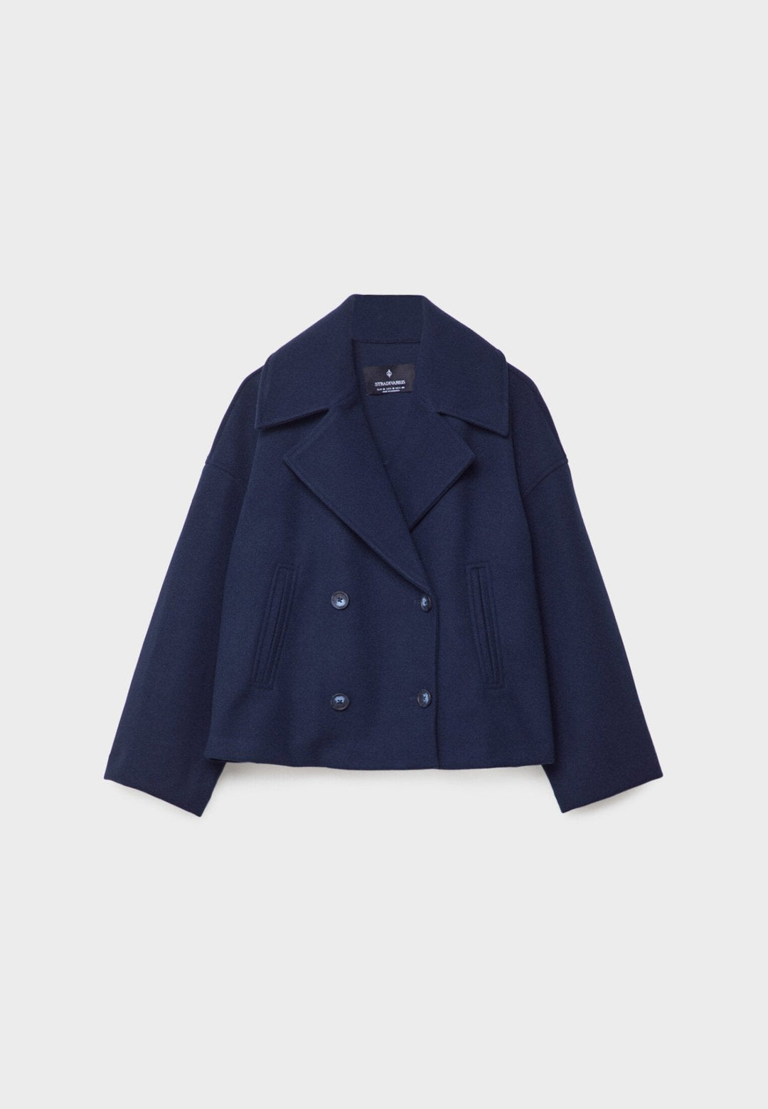 Faustine | Brushed Cropped Double Breasted Wool Pea Coat for Women