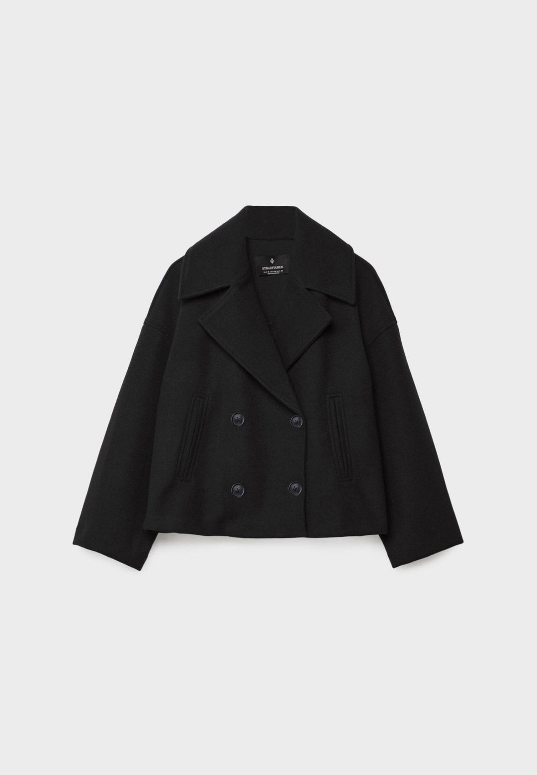 Faustine | Brushed Cropped Double Breasted Wool Pea Coat for Women