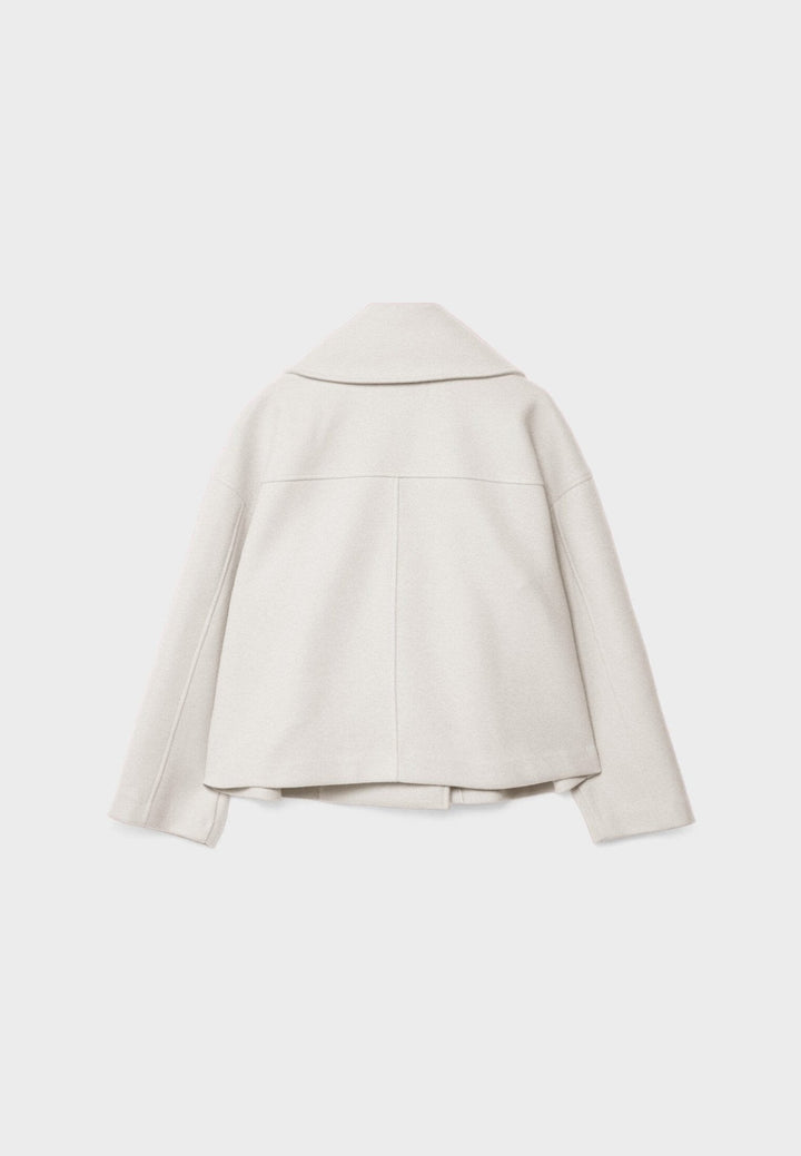 Faustine | Brushed Cropped Double Breasted Wool Pea Coat for Women