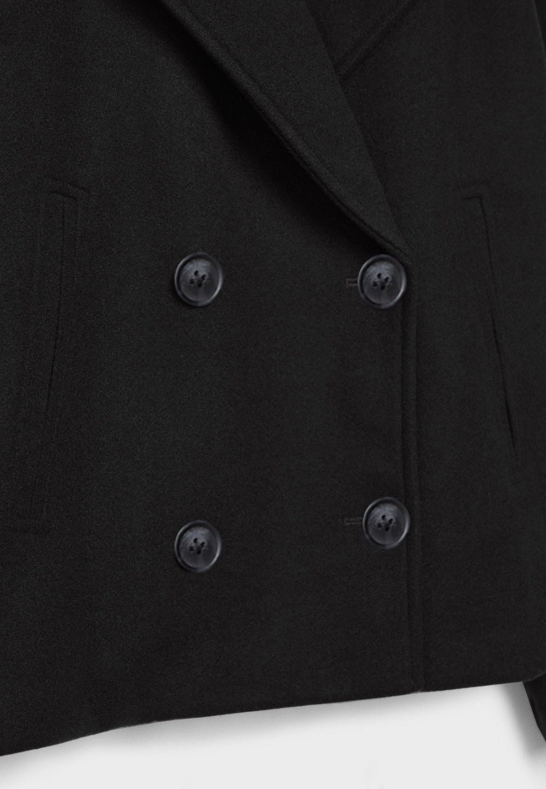 Faustine | Brushed Cropped Double Breasted Wool Pea Coat for Women