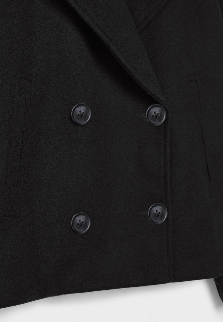 Faustine | Brushed Cropped Double Breasted Wool Pea Coat for Women