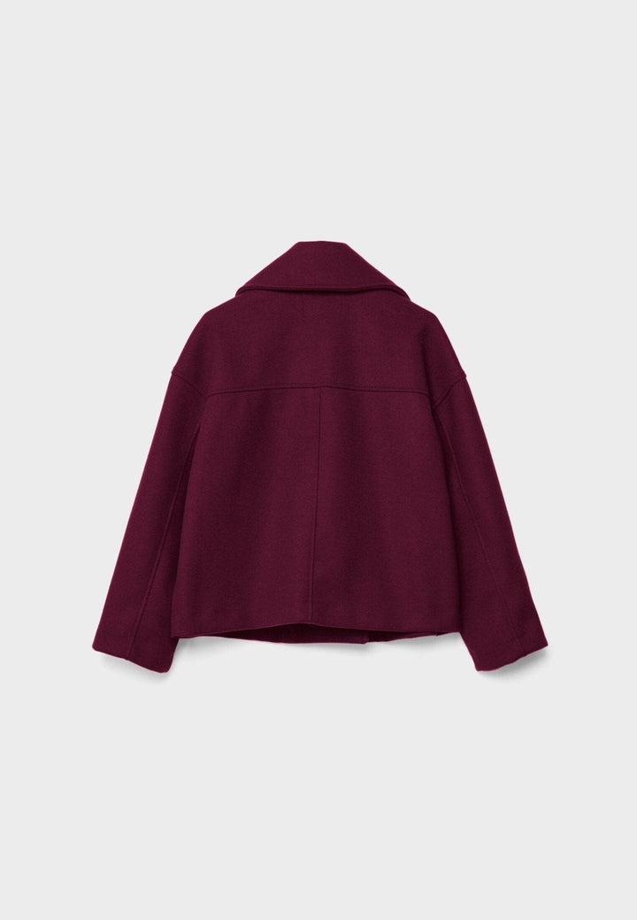 Faustine | Brushed Cropped Double Breasted Wool Pea Coat for Women