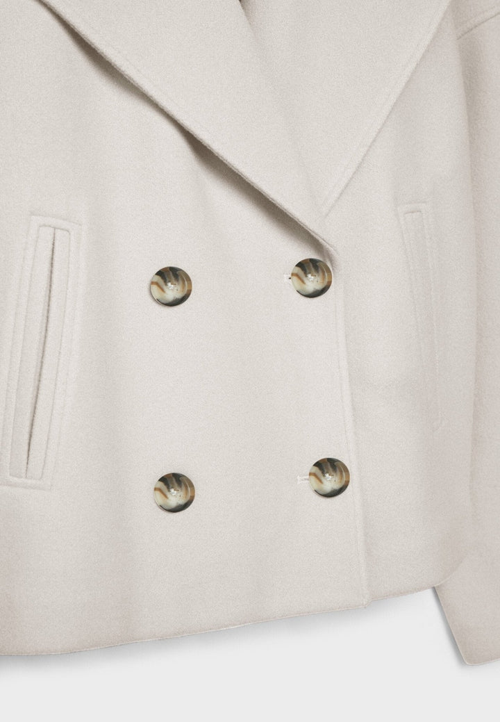 Faustine | Brushed Cropped Double Breasted Wool Pea Coat for Women